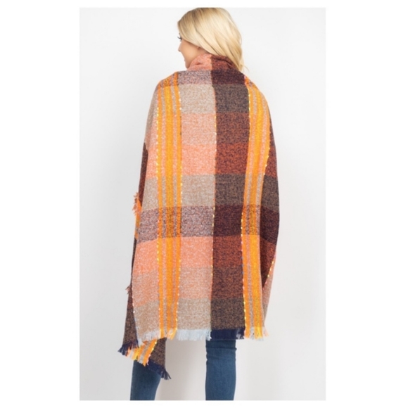 Orange multicolor poncho scarf - Picture 2 of 3